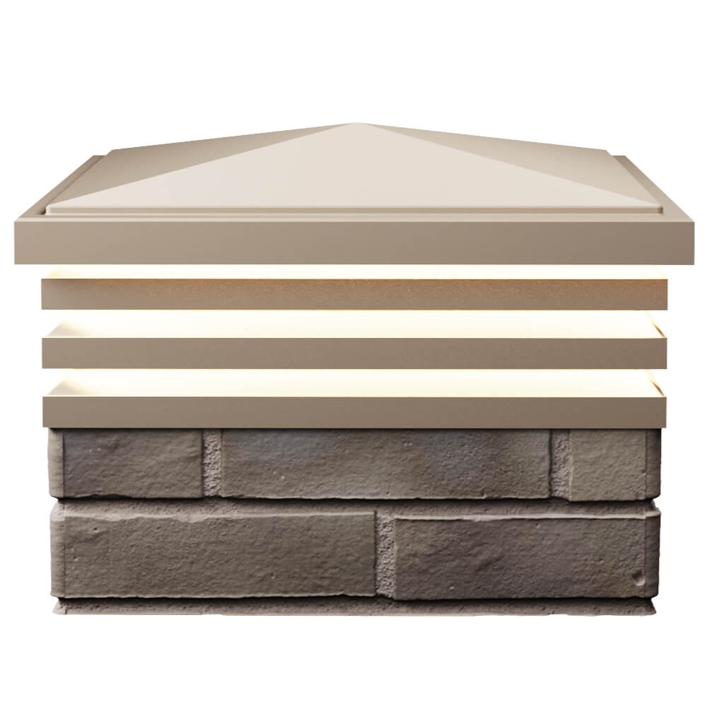 Колпак Zking Бона ХайТек Бежевый на столб 1.5х1.5 кирпича (385х385мм) с подсветкой в Тольятти фото