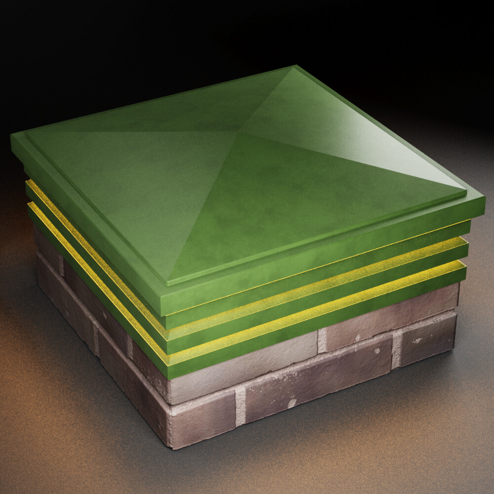 Колпак Zking Бона ХайТек Зеленый на столб 2х2 кирпича (513х513мм) с подсветкой в Тольятти фото