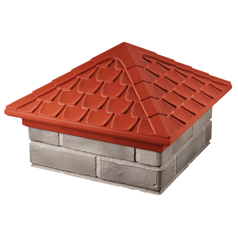 Колпак Zking Эльбрус Красный на столб 1.5х1.5 кирпича (385х385мм) в Тольятти фото