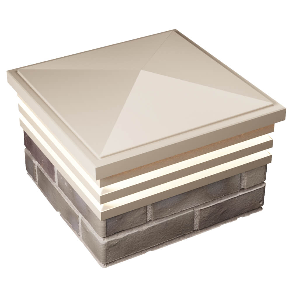 Колпак Zking Бона ХайТек Бежевый на столб 1.5х1.5 кирпича (385х385мм) с подсветкой в Тольятти фото