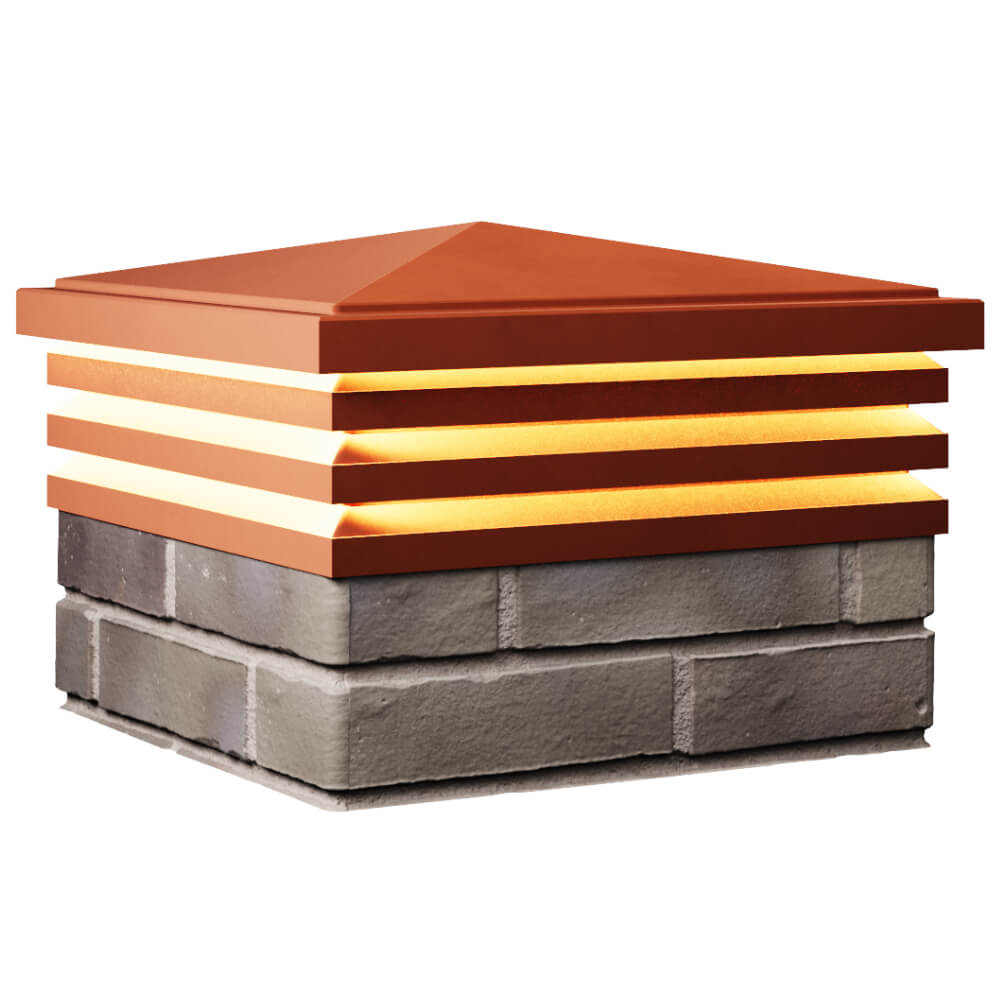 Колпак Zking Бона ХайТек Красный на столб 1.5х1.5 кирпича (385х385мм) с подсветкой в Тольятти фото