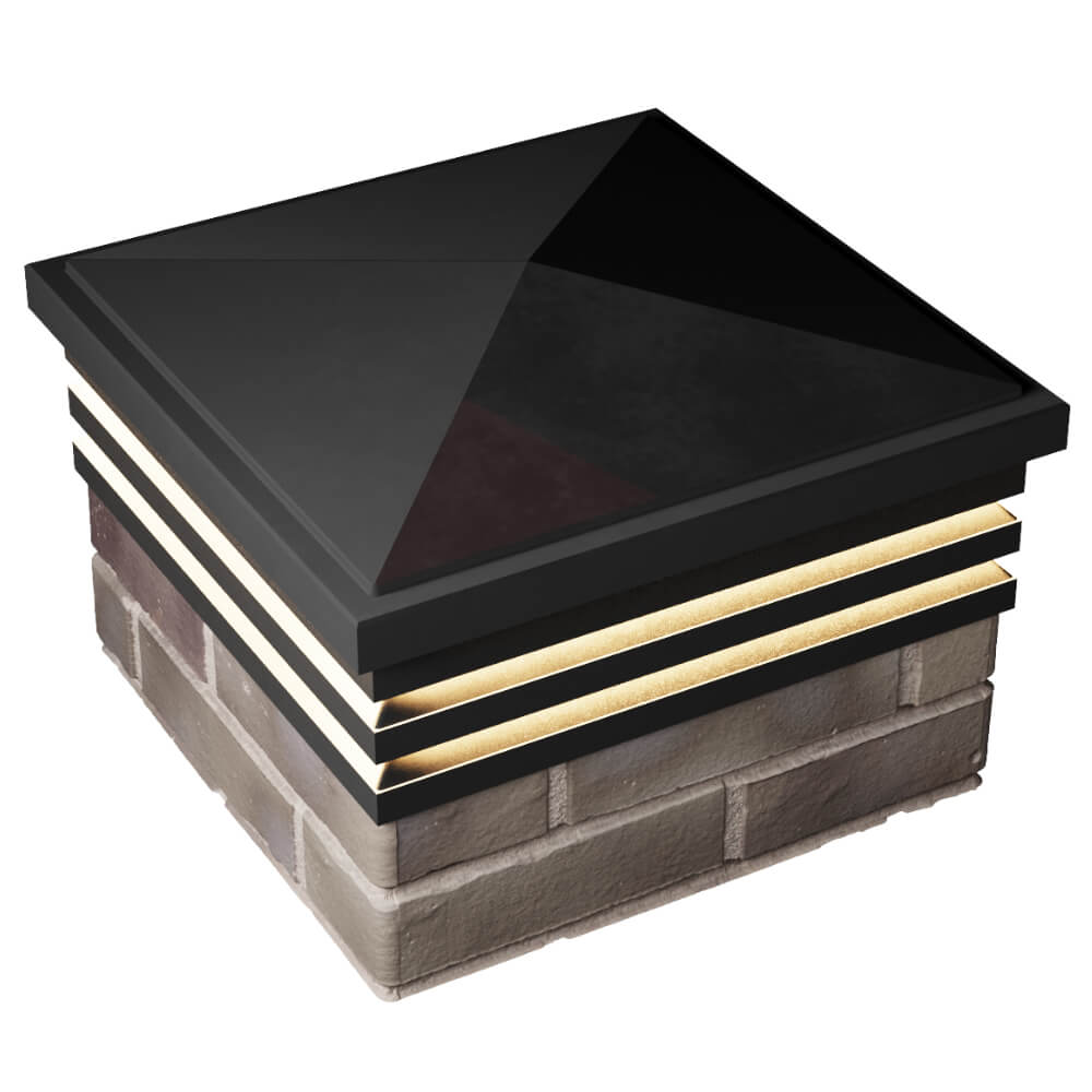 Колпак Zking Бона ХайТек Черный на столб 1.5х1.5 кирпича (385х385мм) с подсветкой в Тольятти фото