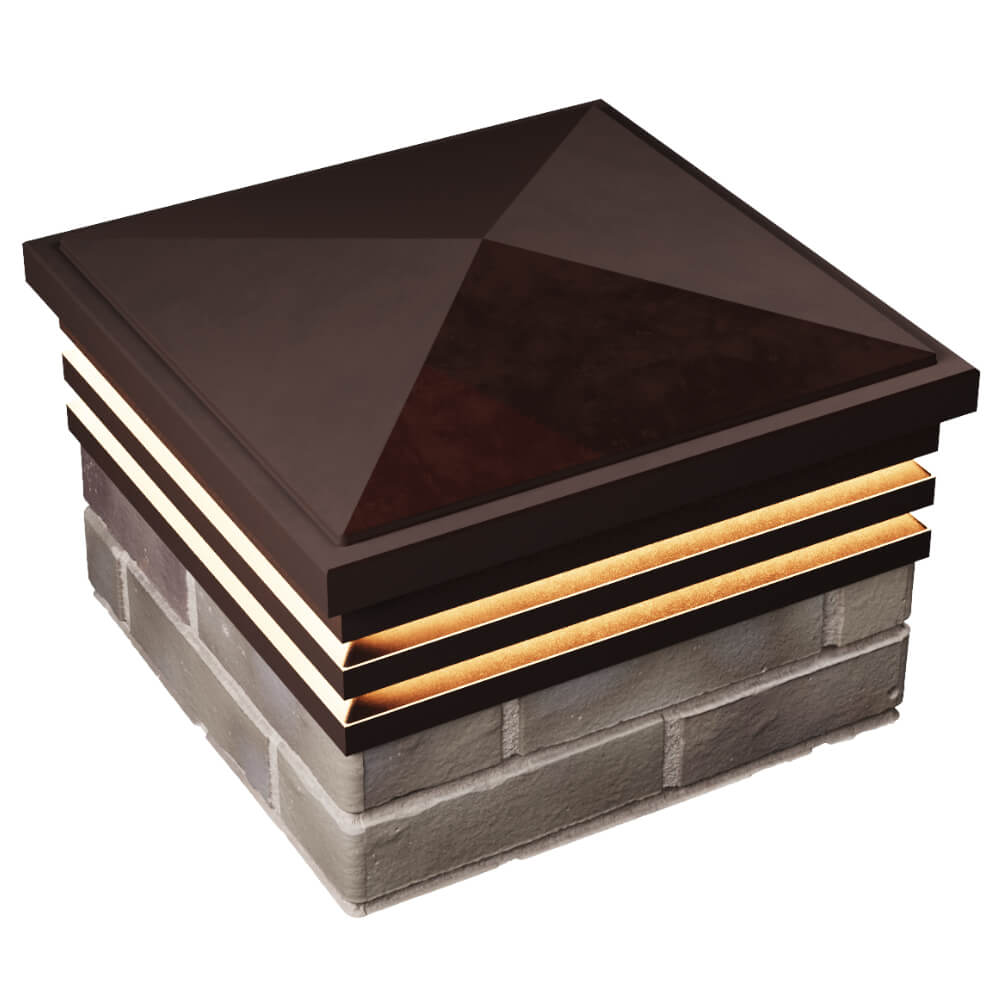 Колпак Zking Бона ХайТек Коричневый на столб 1.5х1.5 кирпича (385х385мм) с подсветкой в Тольятти фото