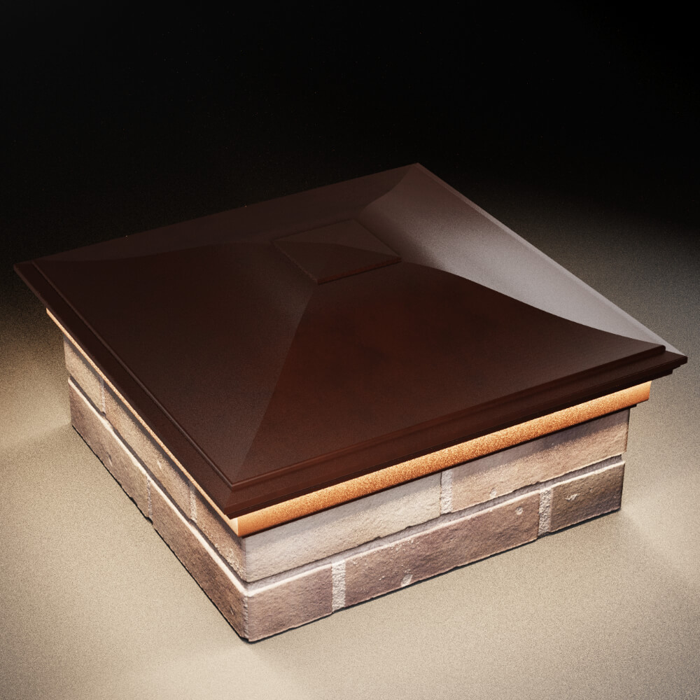 Колпак Zking Монблан Коричневый на столб 2х2 кирпича (515х515мм) c подсветкой в Тольятти фото