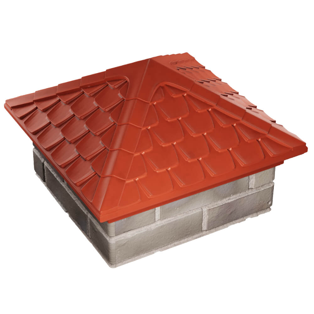 Колпак Zking Эльбрус Красный на столб 1.5х1.5 кирпича (385х385мм) в Тольятти фото