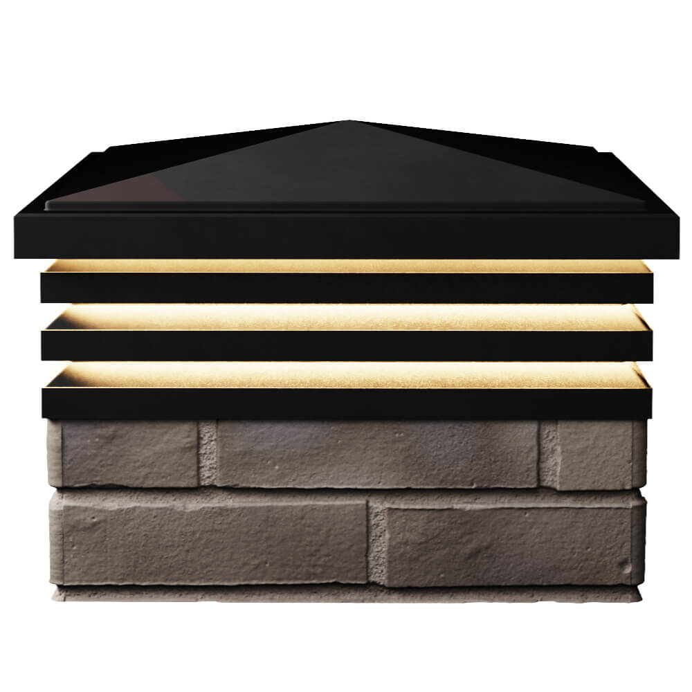 Колпак Zking Бона ХайТек Черный на столб 1.5х1.5 кирпича (385х385мм) с подсветкой в Тольятти фото