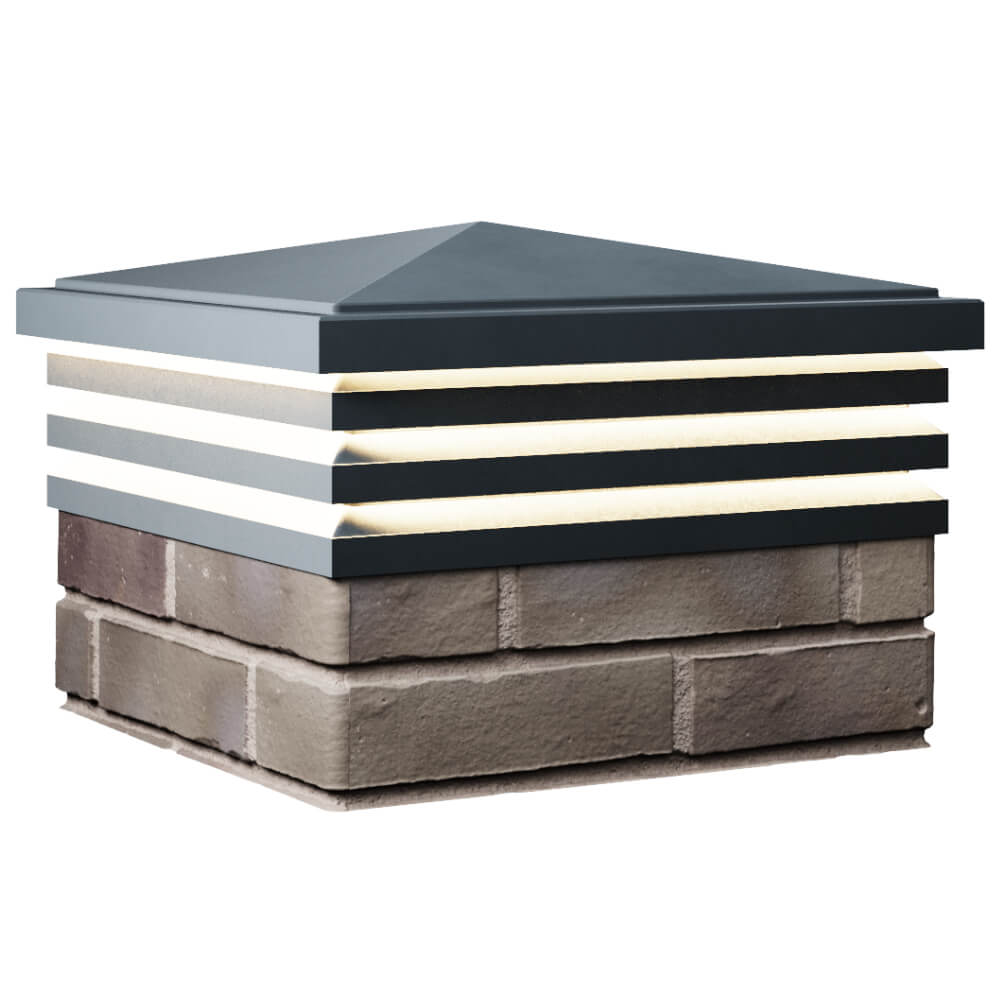 Колпак Zking Бона ХайТек Серый на столб 1.5х1.5 кирпича (385х385мм) с подсветкой в Тольятти фото