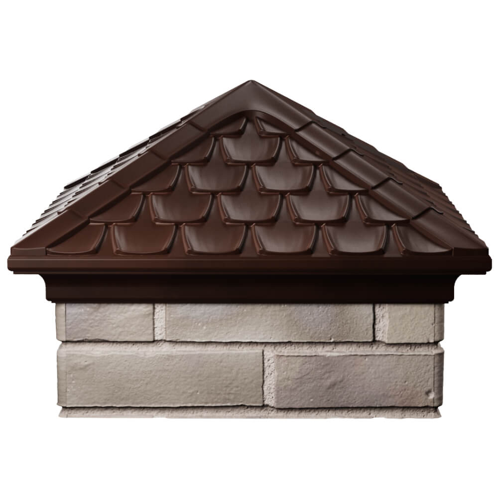 Колпак Zking Эльбрус Коричневый на столб 1.5х1.5 кирпича (385х385мм) Тольятти фото