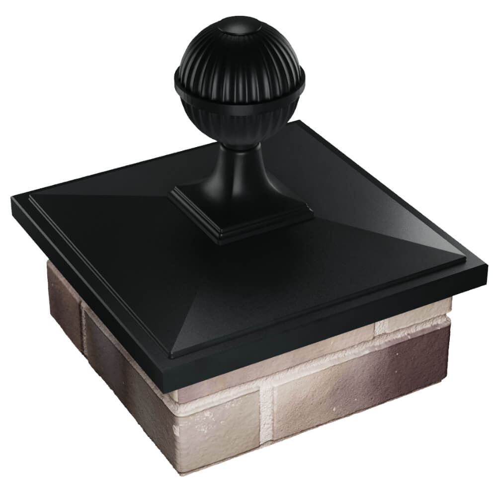 Колпак Zking БонаМоно Черный с шаром на столб 1.5х1.5 кирпича (385х385, 400х400мм) в сборе в Тольятти фото