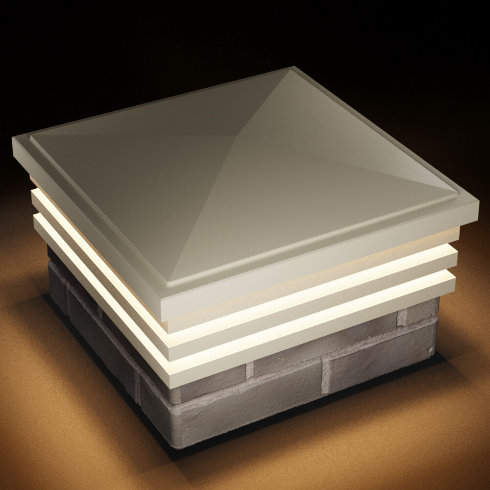 Колпак Zking Бона ХайТек Бежевый на столб 1.5х1.5 кирпича (385х385мм) с подсветкой в Тольятти фото