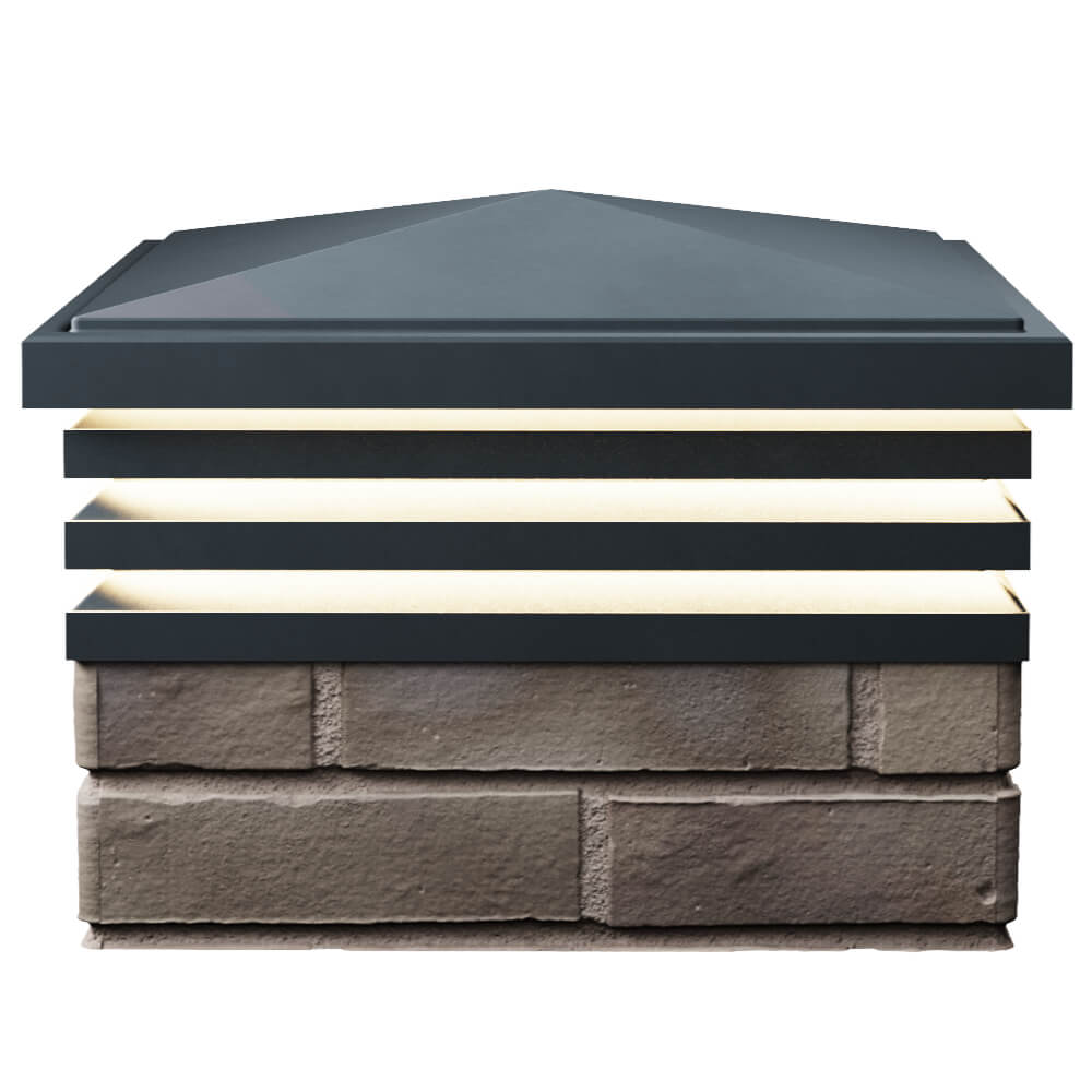 Колпак Zking Бона ХайТек Серый на столб 1.5х1.5 кирпича (385х385мм) с подсветкой в Тольятти фото