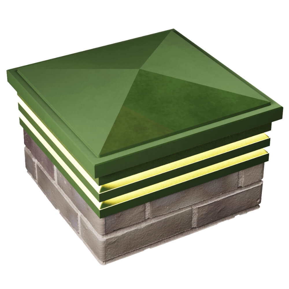 Колпак Zking Бона ХайТек Зеленый на столб 1.5х1.5 кирпича (385х385мм) с подсветкой в Тольятти фото