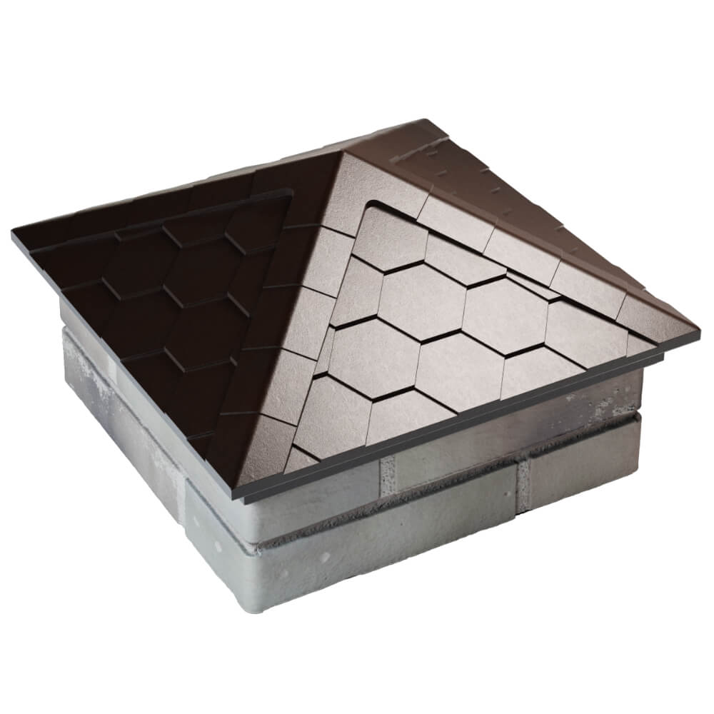 Колпак Zking Эверест Коричневый на столб 1.5х1.5 кирпича (390х390мм) в Тольятти фото