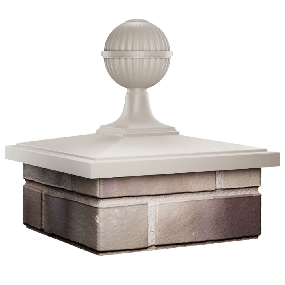 Колпак Zking БонаМоно Бежевый с шаром на столб 1.5х1.5 кирпича (385х385, 400х400мм) в сборе в Тольятти фото