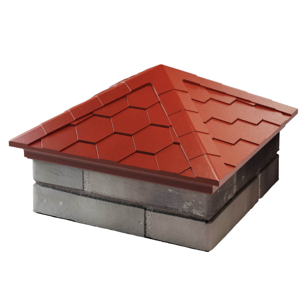 Колпак Zking Эверест Красный на столб 1.5х1.5 кирпича (390х390мм) в Тольятти фото