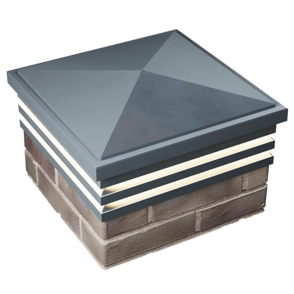 Колпак Zking Бона ХайТек Серый на столб 1.5х1.5 кирпича (385х385мм) с подсветкой в Тольятти фото