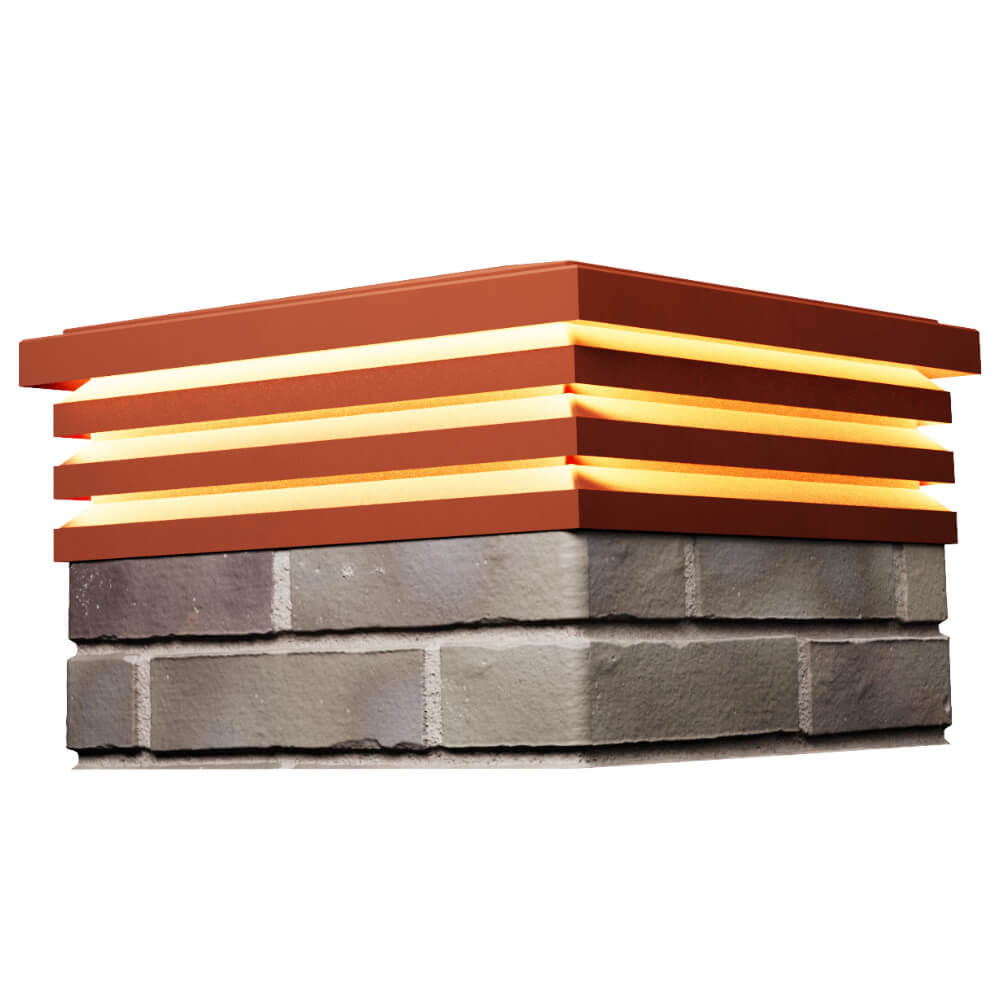 Колпак Zking Бона ХайТек Красный на столб 1.5х1.5 кирпича (385х385мм) с подсветкой в Тольятти фото