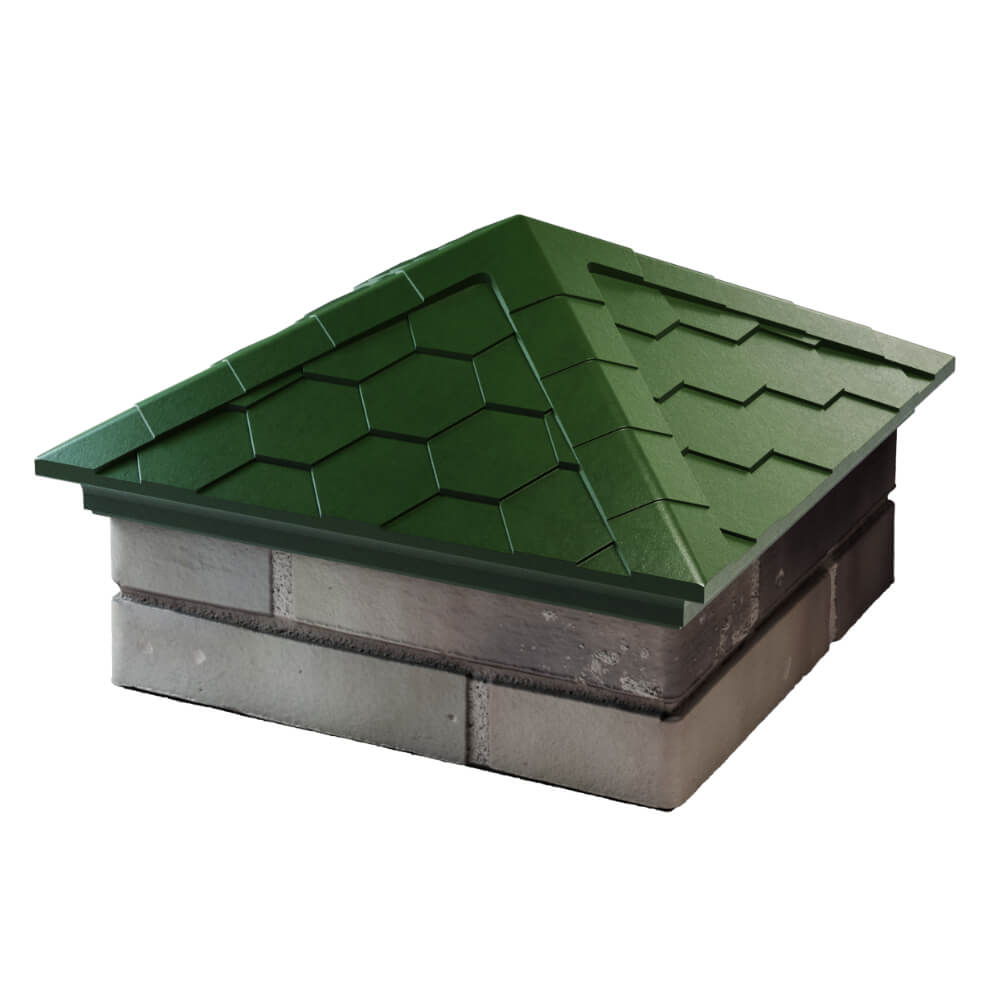 Колпак Zking Эверест Зеленый на столб 1.5х1.5 кирпича (390х390мм) в Тольятти фото