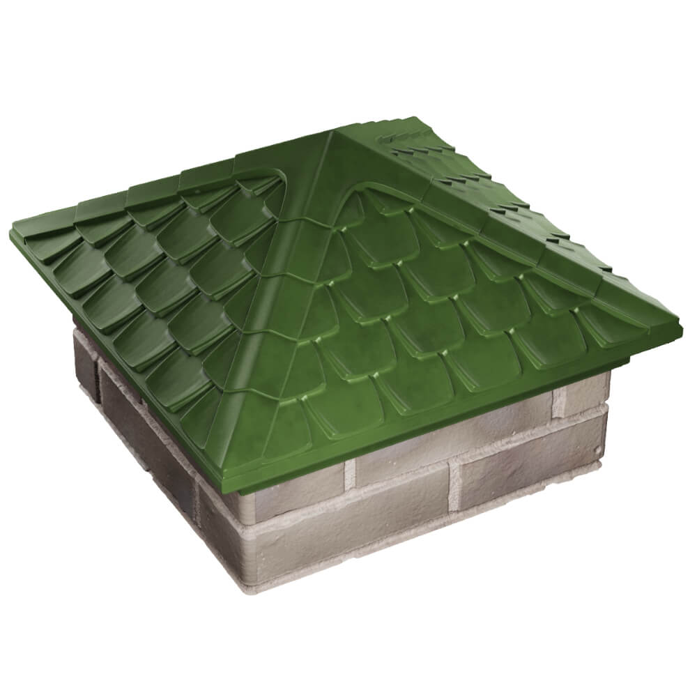 Колпак Zking Эльбрус Зеленый на столб 1.5х1.5 кирпича (385х385мм) в Тольятти фото