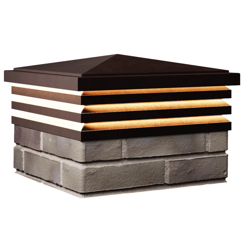 Колпак Zking Бона ХайТек Коричневый на столб 1.5х1.5 кирпича (385х385мм) с подсветкой в Тольятти фото