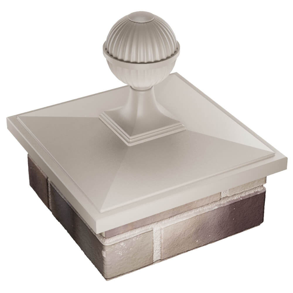 Колпак Zking БонаМоно Бежевый с шаром на столб 1.5х1.5 кирпича (385х385, 400х400мм) в сборе в Тольятти фото