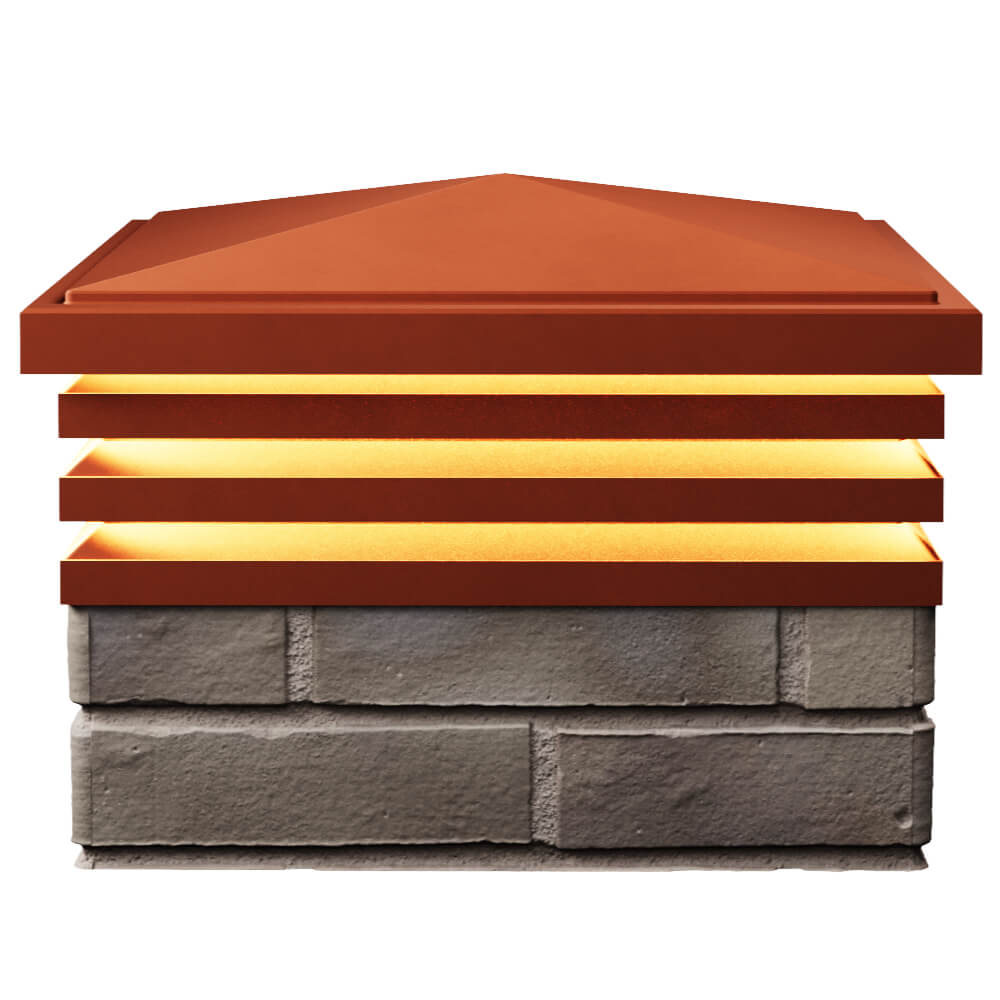 Колпак Zking Бона ХайТек Красный на столб 1.5х1.5 кирпича (385х385мм) с подсветкой в Тольятти фото