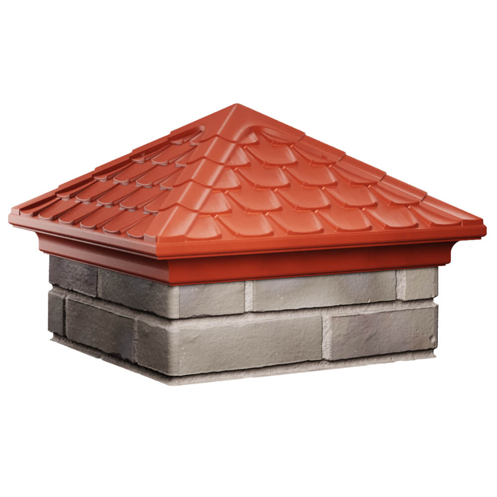 Колпак Zking Эльбрус Красный на столб 1.5х1.5 кирпича (385х385мм) в Тольятти фото