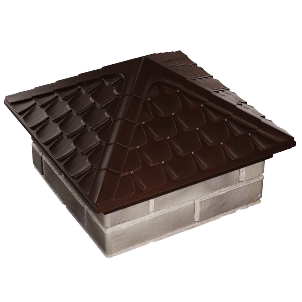 Колпак Zking Эльбрус Коричневый на столб 1.5х1.5 кирпича (385х385мм) в Тольятти фото