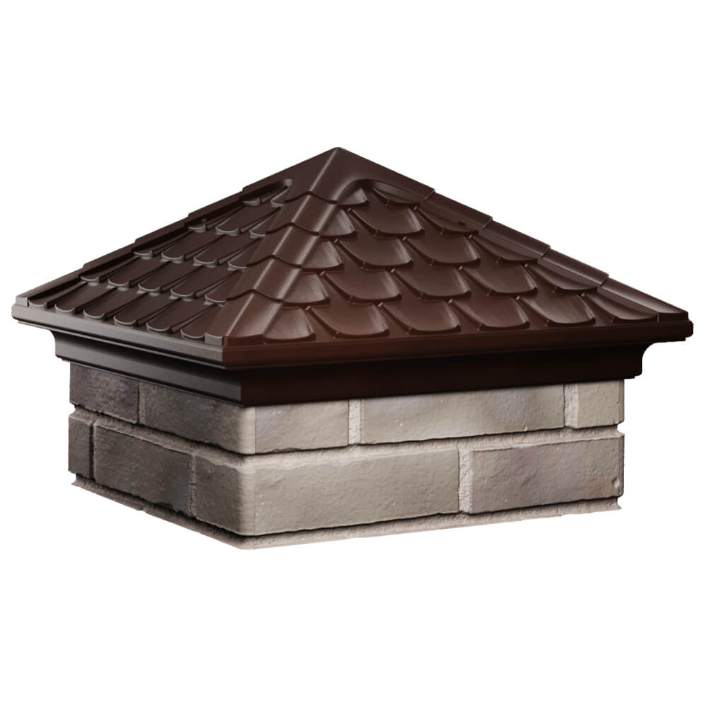Колпак Zking Эльбрус Коричневый на столб 1.5х1.5 кирпича (385х385мм) в Тольятти фото