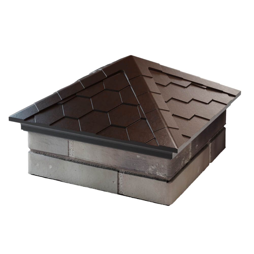 Колпак Zking Эверест Коричневый на столб 1.5х1.5 кирпича (390х390мм) в Тольятти фото